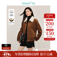 茵曼（INMAN）复古可拆毛领灯芯绒棉衣2024冬女装新款宽松休闲百搭保暖外套
