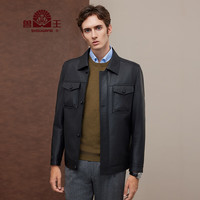 兽王（SHOUWANG）2024头层牛皮皮衣男真皮短款翻领夹克秋冬新复古回潮宽松外套 黑色 常规 翻领单皮24955 L 175/96A(50)