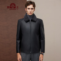 兽王海宁皮草男皮衣长袖翻领头层牛皮真皮皮衣男新复古回潮皮夹克外套 2220235802黑色 2XL 54(185) 54(185/2XL)