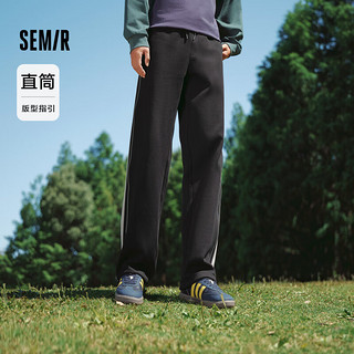 森马（Semir）梅花系列休闲裤男2024秋季复古运动风直筒裤撞色长裤109524127102 黑色90001 M