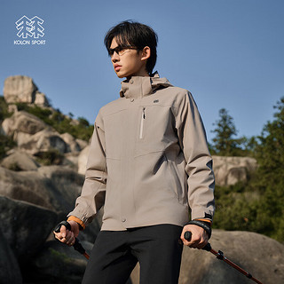 KOLON SPORT/可隆三合一冲锋衣 男子户外运动透湿防水夹克 【软壳内胆】LHJK3WNT93-TA 灰褐 180/XL