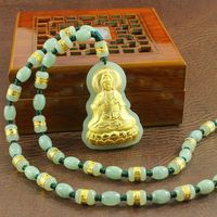 DLEO 老凤凰 黄金珠宝金镶项链 足金999 和田玉观音吊坠