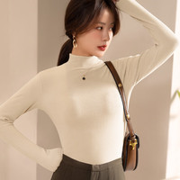 欧迪芬保暖内衣女中高领打底衫加厚加绒莫代尔修身百搭长袖内搭外穿上衣 肤色【半高领】 L