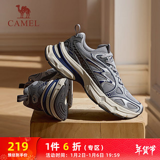 骆驼（CAMEL）男鞋厚底增高拼色复古休闲老爹鞋子 K14C09L7652 终极灰 41