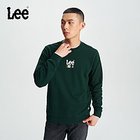 Lee24秋冬新品标准版圆领Logo印花藻绿色男长袖卫衣L432104XH00F