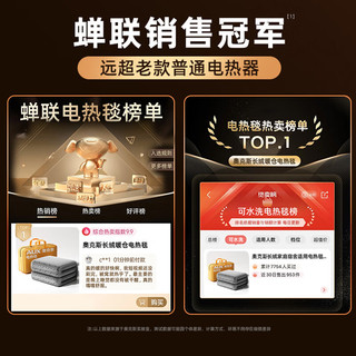奥克斯（AUX）石墨烯电热毯双人电褥子双控自动断电家用调温 超声波灰【双控+除螨】2*1.8米