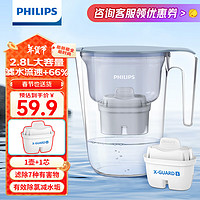 移动端、京东百亿补贴：PHILIPS 飞利浦 净水壶滤水壶过滤水壶净水器滤水器过滤器滤芯 蓝色一壶一芯