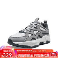 特步(XTEP)休闲鞋男女款2024秋冬厚底革面运动鞋百搭户外鞋 烟灰色/月石灰/煤黑-男 39