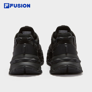 FILA FUSION 斐乐潮牌硬糖男鞋2025冬厚底增高鞋运动鞋黑色老爹鞋 40