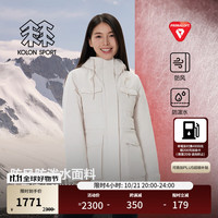 /可隆 KOLON SPORT防水棉服 女子户外运动防水防风保暖工装连帽可调节棉服 LKPJ4WTT10-CR 米白 M 165/88A