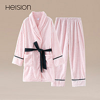 HEISION 海之宁 360g提花法兰绒睡袍女士睡衣加绒加厚家居服保暖家居服浴袍长袍