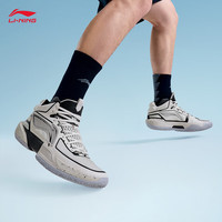 李宁(LI-NING)轻速2 MID丨篮球鞋男鞋24秋季新款回弹支撑稳定中帮篮球场地鞋 浅石灰/黑色-1 42