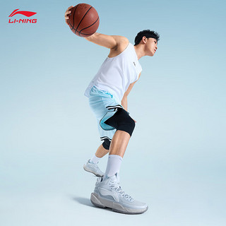 李宁（LI-NING）轻速2 MID丨篮球鞋男鞋24秋季回弹支撑稳定中帮篮球场地鞋 云朵蓝-4 45.5