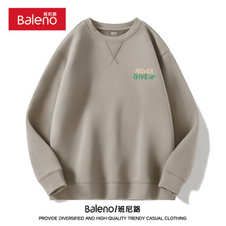 班尼路（Baleno）卫衣男春季潮流字母休闲运动宽松百搭上衣长袖青少年重磅男士外套 【常规】米咖/MB永不言弃X M(90-120斤)