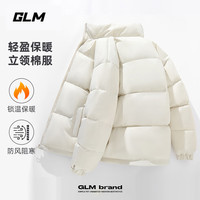 GLM森马品牌男士保暖加厚棉服冬季休闲立领款青少年纯色时尚棉袄宽松 浅米#GL纯色 L