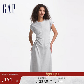 Gap 盖璞 女装2024初秋新款logo抽褶收腰无袖连衣裙简约气质长裙680442