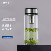 万象（WANXIANG）单层玻璃杯U48商务带滤网水杯470ML居家办公泡茶杯大容量茶杯 钛黑亮 470ml