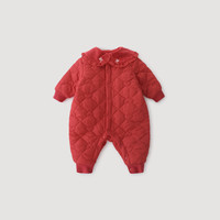 巴厘小猪女宝宝秋冬夹服加厚保暖新年服冬装幼儿连体衣婴儿外出服 红色 73cm