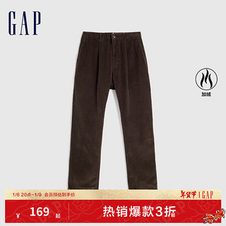 Gap 盖璞 男装秋冬款时尚宽松灯芯绒直筒裤休闲裤745026复古长裤 深棕色 34/32