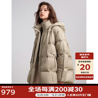 BASIC HOUSE/百家好立领连帽羽绒服女2024冬季轻盈保暖鸭绒面包服