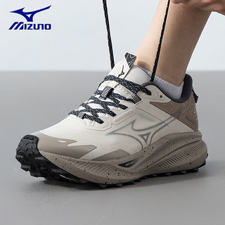 美津浓（MIZUNO）跑步鞋男鞋春季户外运动休闲鞋抓地耐磨防滑透气缓震V底越野跑鞋 棉色/沙褐色 43