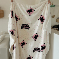 雅鹿ins风牛奶绒毛毯午睡办公室披肩单人宿舍珊瑚绒小毯子盖腿毯 【双层加厚】睡觉小黑猫 70x100cm【披肩 盖腿】