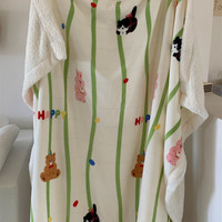 雅鹿ins风牛奶绒毛毯午睡办公室披肩单人宿舍珊瑚绒小毯子盖腿毯 【双层加厚】玩乐动物园 200x230cm【沙发毯 床上用毯】