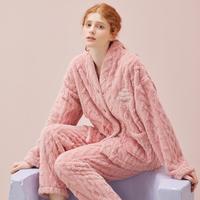 310g南极绒睡衣冬季加绒加厚保暖套装精致款外穿家居服女