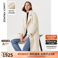 朗姿【尖货补单】羊驼毛绵羊毛气质中长款呢子大衣冬季毛呢外套 本白色 175/92A/XXL