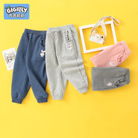 儿童卫裤女童裤子春秋款2024秋季打底裤运动秋冬加绒宝宝秋装 独角兽浅灰
