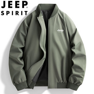 JEEP SPIRIT 吉普夹克男春秋外套冬季户外潮流棒球领防风休闲服 军绿 3XL