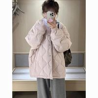 Z11韩系羽绒棉服冬季2024外套小个子菱格宽松加厚棉衣棉袄
