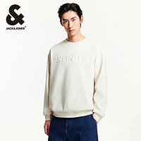 杰克·琼斯（JACK&JONES）秋季宽松圆领立体字母钢印棉感长袖卫衣男加绒上衣潮流套头衫 云米色044加绒款 170/92A/S