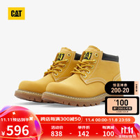 卡特彼勒CAT卡特24秋季新品女士工装靴户外休闲经典牛皮高帮黄靴马丁靴