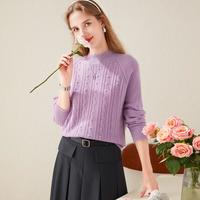 【厚款纯羊毛】秋冬走锭纺正反针工艺花边领女羊毛衫套衫