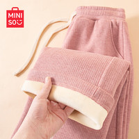 名创优品（MINISO）阔腿裤女秋冬季新款加绒加厚直筒裤子宽松慵懒风云朵休闲高腰裤子 【加绒款】  (体重85-100斤)