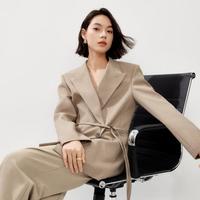 高级感大廓型肌理感腰带设计感职场通勤西装外套女