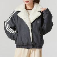 Adidas阿迪达斯三叶草女子运动休闲羊羔绒保暖棉服外套JL8438