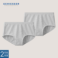 SCHIESSER 舒雅 女士舒美棉弹力高腰平角内裤2条装E0/21035T 浅花灰7502 XL