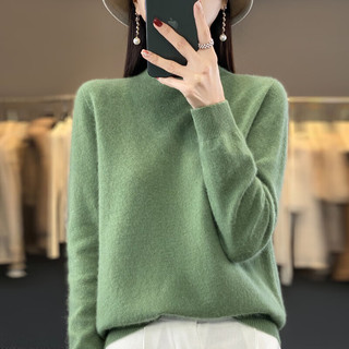 FOURDATRY一线成衣半高领羊毛衫女秋冬款简约百搭羊绒衫套头针织打底衫 原绒米 L