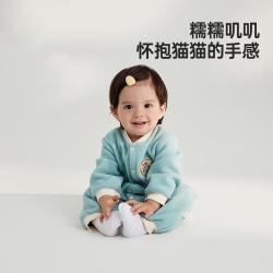 Wellber 威尔贝鲁 新生男女儿童A类摇粒绒春秋哈衣爬服婴幼儿宝宝保暖连体衣服