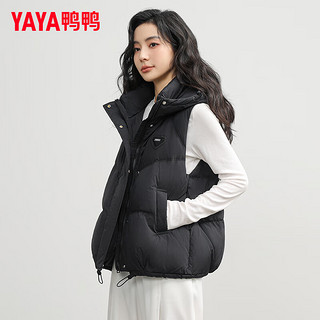 鸭鸭（YAYA）2024羽绒服马甲女短款撞色时尚休闲宽松立领外穿保暖马夹HS 黑色-YE4C604061E 165/88A