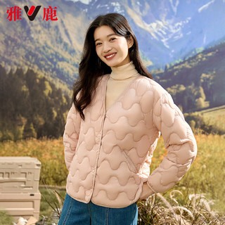 雅鹿羽绒内胆短款内搭轻薄款羽绒服女冬季2024年早春保暖薄款外套 A款-米白 2XL【145-170斤】