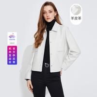 意大利小帆船 24春秋休闲翻领柔软方领真皮女士皮衣外套