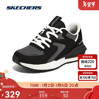 SKECHERS 斯凯奇 春季女子可颂鞋撞色板鞋155442 黑色/BLK 35