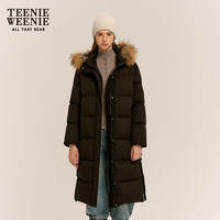 Teenie Weenie小熊2024年秋冬新款休闲连帽羽绒服可拆卸毛领外套女
