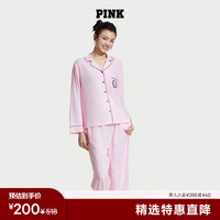 维多利亚的秘密 PINK 天丝绵柔轻盈舒适衬衫式长款家居服女士睡衣套装2 0XXC粉色 11245721 S