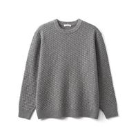 简木男装【宽松版】7针复古混纺羊毛亚麻保暖圆领毛衣针织衫