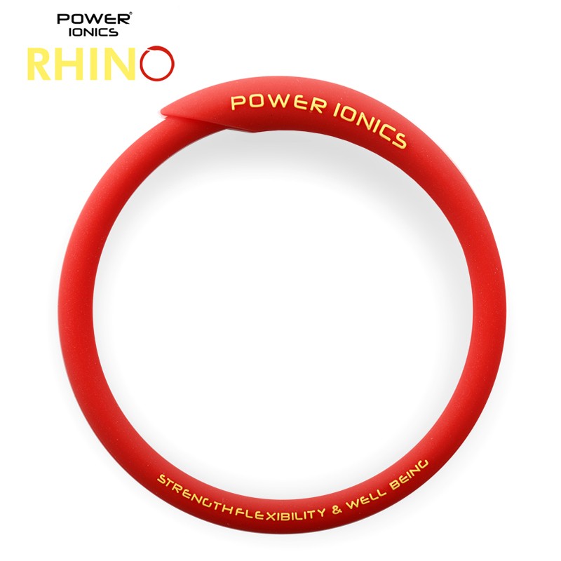 power ionics潮牌RHINO犀牛男女情侣负离子能量手环时尚防水运动手镯饰品礼物 红色