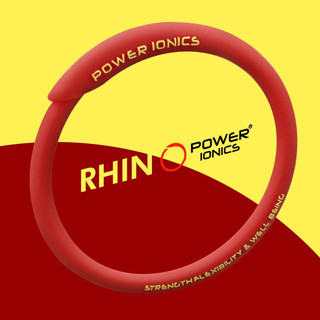 power ionics潮牌RHINO犀牛男女负离子能量手环时尚防水运动手镯饰品 红色 小码(内圈周长17厘米)